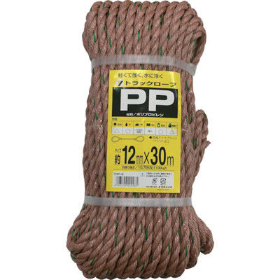 ユタカメイク ロープ PPトラックロープ(OB) 12×30 TRP6 1巻 367-7427（直送品）