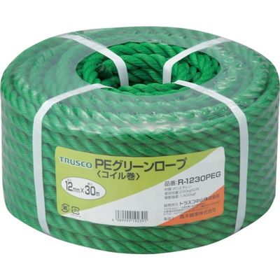 トラスコ中山 TRUSCO PEグリーンロープ 3つ打 線径12mmX長さ30m R-1230PEG 1巻 511-3075（直送品）