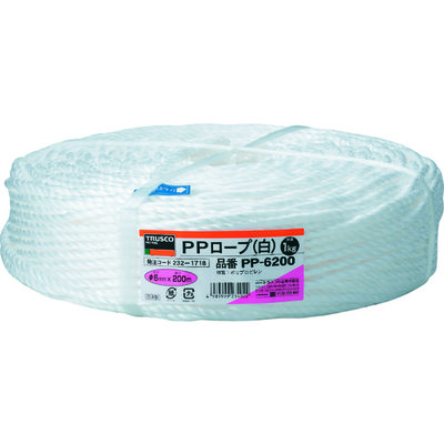トラスコ中山 TRUSCO PPロープ 幅6mmX長さ200m 白 PP-6200 1巻 232-1718（直送品）