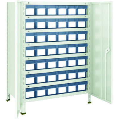 TRUSCO スチールラック 軽量棚扉付 875X300X1200樹脂引出透明小X42 ネオグレー 43V-T808C7 NG 1台(1個)（直送品）