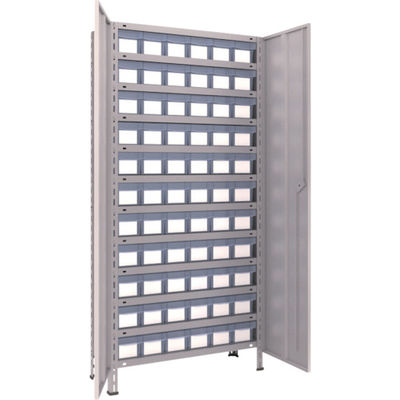 TRUSCO スチールラック 軽量棚扉付 875X300X1800樹脂引出透明小X66 ネオグレー 63V-T812C11 NG（直送品）