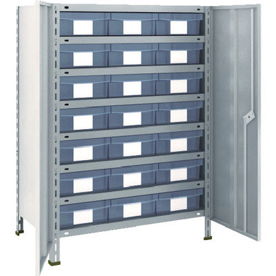 TRUSCO スチールラック 軽量棚扉付 875X450X1200樹脂引出透明大X21 ネオグレー 43X-T808D7 NG 1台(1個)（直送品）