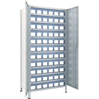 TRUSCO スチールラック 軽量棚扉付 875X450X1800樹脂引出透明小X66 ネオグレー 63X-T812C11 NG（直送品）