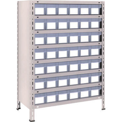 TRUSCO スチールラック 軽量棚 875X450X1200 樹脂引出透明 小X42 ネオグレー 43X-808C7 NG 1台(1個)（直送品）