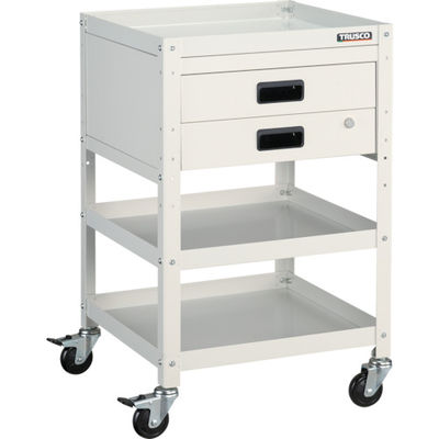 トラスコ中山 TRUSCO ツールワゴン ラビットワゴン 500X500 引出2段付 ホワイト RBW-853X W 1台 366-3442（直送品）