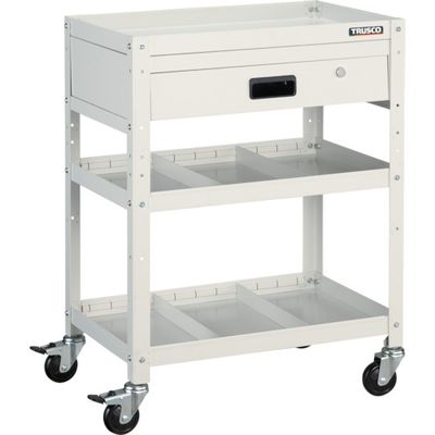 トラスコ中山 TRUSCO ツールワゴン ラビットワゴン 600X400 引出1段 仕切2段付 ホワイト RBW-863S2V W 1台（直送品）