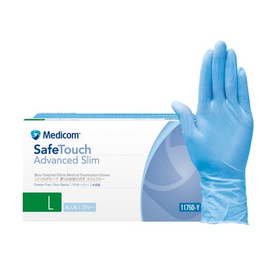 メディコムジャパン　セーフタッチニトリルグローブ　パウダーフリー　ブルー　Lサイズ　1175D-Y　1箱（100枚入） （使い捨てグローブ）
