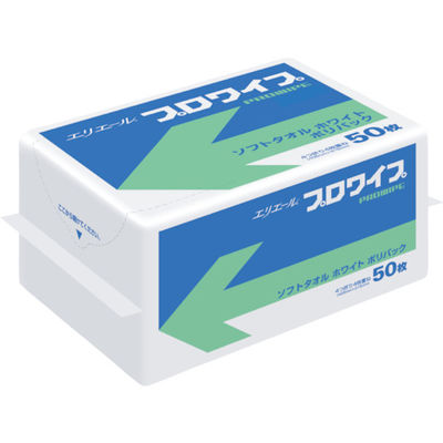 大王製紙 エリエール プロワイプソフトタオルホワイトポリパック50枚 703145 1ケース(900枚) 327-5566（直送品）