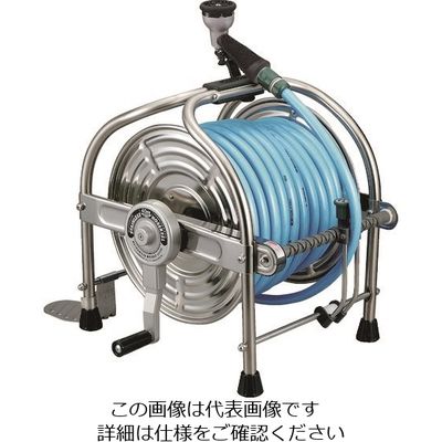 畑屋製作所 ハタヤ ステンレス(SUS304)ホールリール 40m耐圧ホース・レバーノズル付 SLA-40P 1台(1個) 106-5211（直送品）