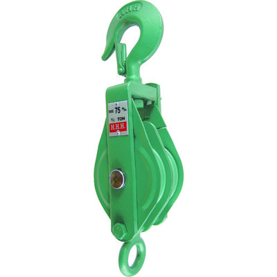 スリーエッチ HHH 強力型滑車二車スナッチ フック型75mm 75X2S 1個 215-5516（直送品）