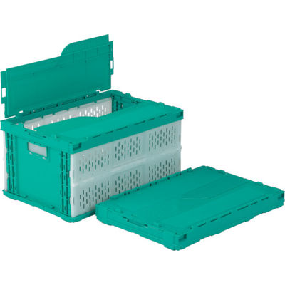 三甲 サンコー フタ一体型折りたたみコンテナー 558570 ペタンコCー41Aグリーン/ホワイト SKSO-C41A-GRWH 1個（直送品）