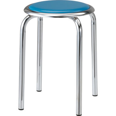 トラスコ中山 TRUSCO 丸イス メッキ仕上げ脚 Φ320XH445 ブルー TM-24M-B 1脚 352-6861（直送品）