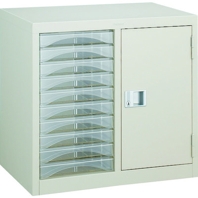 トラスコ中山 TRUSCO レターケース A4型・扉棚付コンビ 浅型引出し10個 A4-S210K 1台 504-6645（直送品）