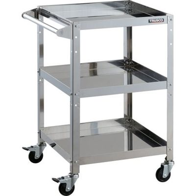 トラスコ中山 TRUSCO ステンレスワゴン クリーンラビット 75φゴム車鉄金具ハンドル付 CRB-853H 1台 393-3423（直送品）