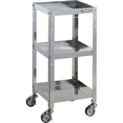 TRUSCO ステンレスワゴン クリーンラビット 75φウレタン車SUS金具 360×360×H810 3段 CRB-833SU 1台（直送品）