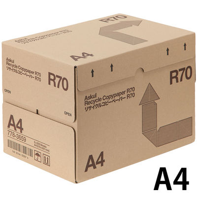 リサイクルコピーペーパーR70　A4　1箱（2500枚：500枚入×5冊）　アスクル  オリジナル