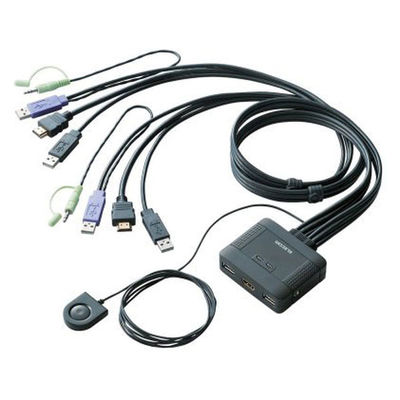 エレコム HDMI対応パソコン切替器　切替用手元スイッチ付/HDMI接続対応　KVM-HDHDU2（直送品）