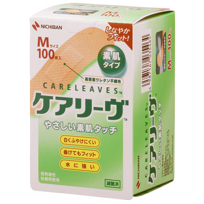 ニチバン 救急絆創膏 ケアリーヴ Mサイズ 21mm×70mm CL100M 1箱（100枚入）