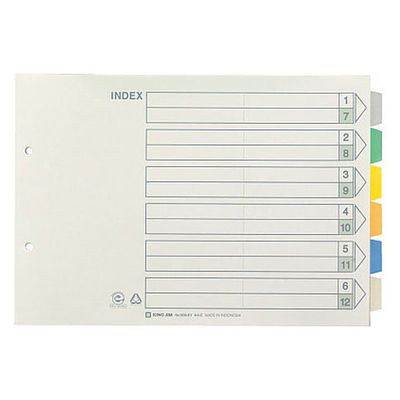 キングジム カラーインデックス A4ヨコ 6山 2穴 908-6Y 10組（直送品）