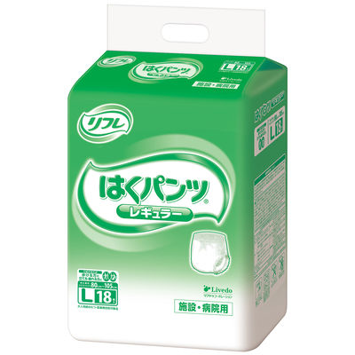 リフレ　大人用紙おむつ　はくパンツレギュラー　L　1箱（108枚：18枚入Ｘ6パック）　リブドゥコーポレーション