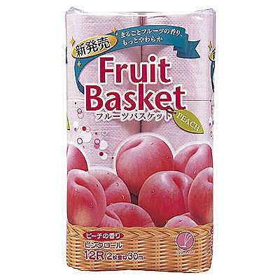 トイレットペーパー 12ロール×8パック 再生紙 ピーチの香り ダブル 30m Fruit Basket 1箱（96個：12ロール×8パック入）  丸富製紙 アスクル