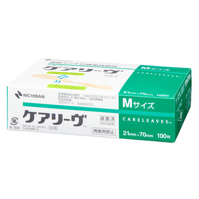 ニチバン 救急絆創膏 ケアリーヴ Mサイズ 21mm×70mm CLM 1箱（100枚入）