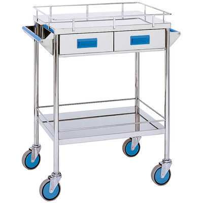 松吉医科器械 カラー回診車 引出付2段 ブルー MY-1104B 1台 20-4000-00　マツヨシカタログ（直送品）
