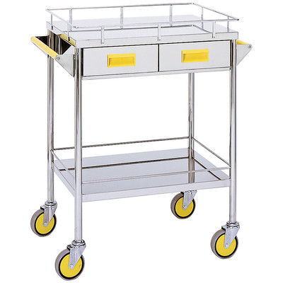 松吉医科器械 カラー回診車 引出付2段 イエロー MY-1104Y 1台 20-4000-02（直送品）