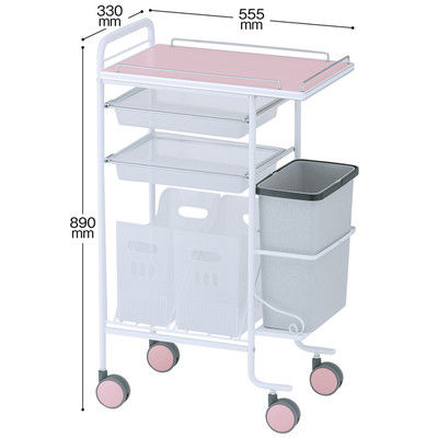 松吉医科器械 アプリワゴン ダストボックス付 ピンク SN-AP005P 1台 23-3404-01　マツヨシカタログ（直送品）