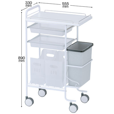 松吉医科器械 アプリワゴン ダストボックス付 ホワイト SN-AP005W 1台 23-3404-00　マツヨシカタログ（直送品）