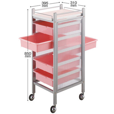 松吉医科器械 カラーアプリワゴン 収納タイプ ピンク SN-AP009PK 1台 24-3370-00-04　マツヨシカタログ（直送品）