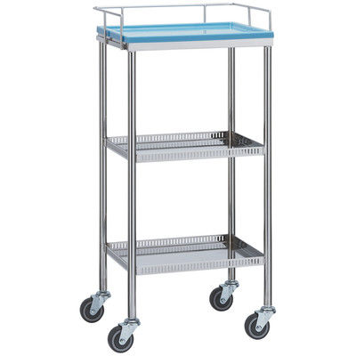 松吉医科器械 ナースワゴン 3段 ブルー YL-NW2B 1台 23-5237-02（直送品）