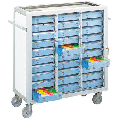 松吉医科器械 マイスコ与薬カート(鍵付)30床用 ホワイト KXS-30 1台 23-7001-03-03（直送品）