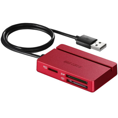 バッファロー USB2.0 マルチカードリーダー/ライター スタ BSCR100U2RD 1台（直送品）