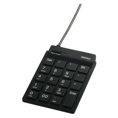 バッファロー スリムテンキーボード USB2.0ハブ（2ポート）/Tabキー付き 有線 パンタグラフ ブラック BSTKH08BK 1台（直送品）
