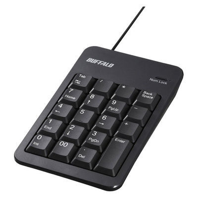 バッファロー 有線テンキーボード Tabキー/USBハブ付き メンブレン ブラック BSTKH100BK 1台（直送品）