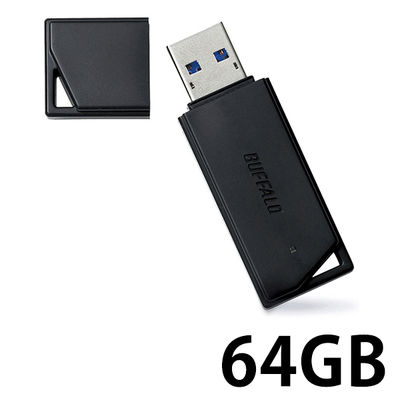 バッファロー USB3.1(Gen1)/USB3.0対応 USB RUF3-K64GB-BK 1台（直送品）