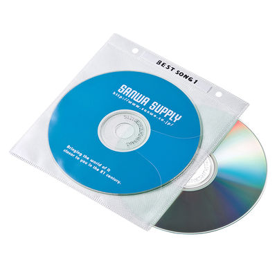 サンワサプライ DVD・CD不織布ケース(リング穴付・ホワイト) FCD-FR100WN 1セット(100枚入)（直送品）