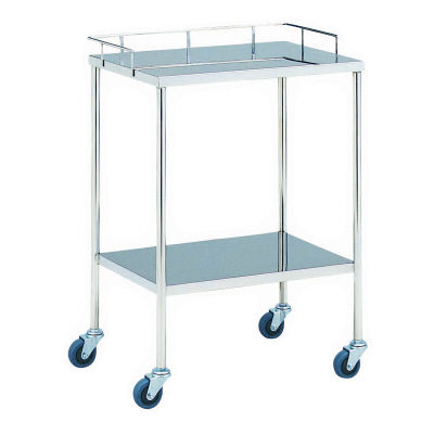 松吉医科器械 器械台 手摺付 φ75mmキャスター(静音) 2段 幅600mm MY-1009B 1台 01-2265-10（直送品）