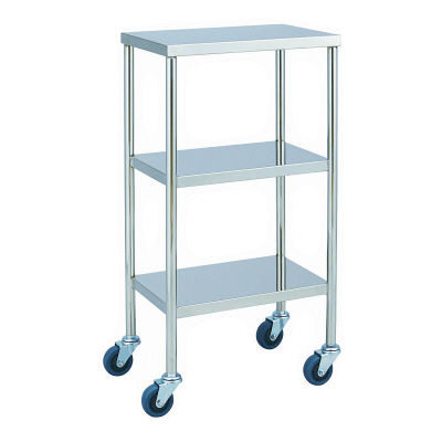 松吉医科器械 器械台 3段 φ75mmキャスター(静音) 手摺なし MY-1018B 1台 01-2245-01（直送品）