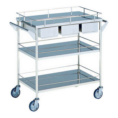 松吉医科器械 回診車 引出付3段 幅750mm MY-1039 1台 01-2300-01（直送品）