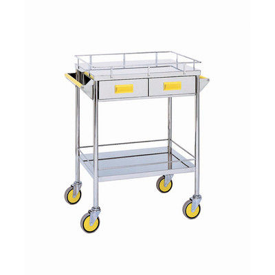 松吉医科器械 カラー回診車 引出付2段 幅750mm イエロー MY-1105Y 1台 20-4000-06（直送品）
