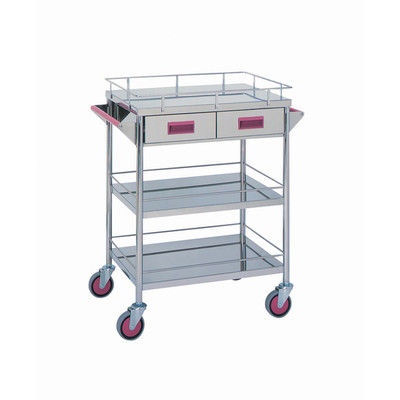 松吉医科器械 カラー回診車 引出付3段 幅750mm ピンク MY-1107P 1台 20-4002-05（直送品）
