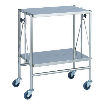 松吉医科器械 折りたたみ式器械台 2段・手摺なし 幅600mm MY-1510 1台 01-2450-01（直送品）