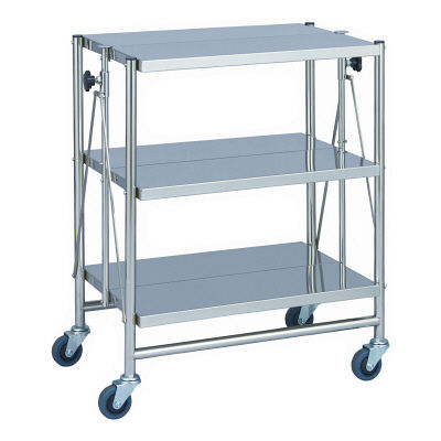 松吉医科器械 折りたたみ式器械台(自立型) 3段・手摺なし 幅600mm MY-1584 1台 24-5064-00（直送品）