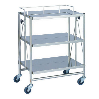 松吉医科器械 折りたたみ式器械台(自立型) 3段・手摺付 幅750mm MY-1587 1台 24-5065-01（直送品）