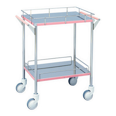 松吉医科器械 カラーライン回診車 幅600mm ピンク MY-CL200P 1台 24-2521-00（直送品）