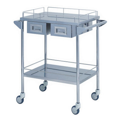【軒先渡し】松吉医科器械 サイレントワゴン 引出付(小) 2段 SWG-B004 1台 23-7310-00（直送品）