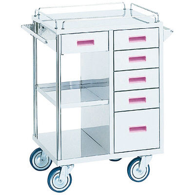 松吉医科器械 カラフル繃帯交換車 125mmキャスター ピンク YL-BC1P 1台 23-5239-01（直送品）