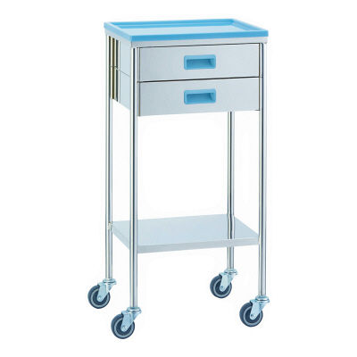 松吉医科器械 ナースワゴン 引出2コ付 ブルー YL-FW6B 1台 24-5342-01　マツヨシカタログ（直送品）